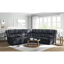                                                              							LUX EBONY RECLINING SECTIONAL
                                                            						 