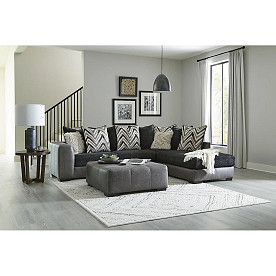 ZAFTIG EBONY TWO-TONE STATIONARY SOFA W/CHAISE