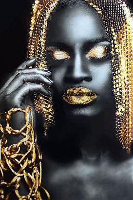                                                              							40X60 GLASS W/FOIL WOMAN GOLD HAIR ...
                                                            						 