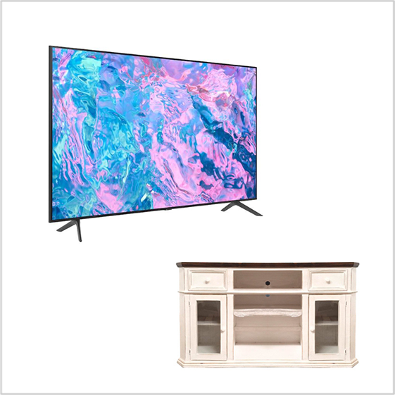 58" Samsung UHD TV with TV Stand/Fireplace